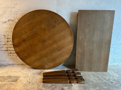 Spisebord, Dansk design. Gammel stort rundt egetræ spisebord 120 dia med 1 indskudsplade 65 b 73 h. 