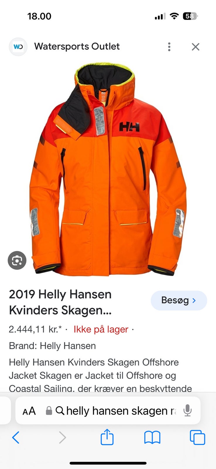 Helly Hansen Skagen off Shore jakke
Str small
H...