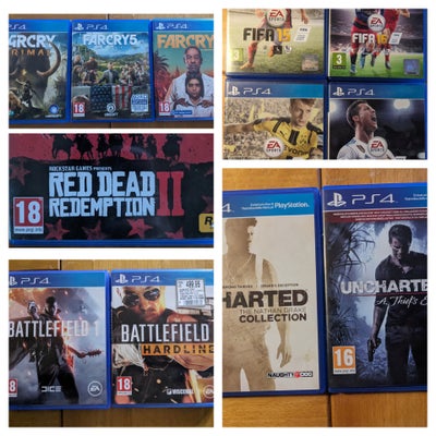Spilpakke, PS4, anden genre, Tilbud: Køb samlet for 350 kr. + Fragt

Battlefield 1 - 50 kr.
Battlefi