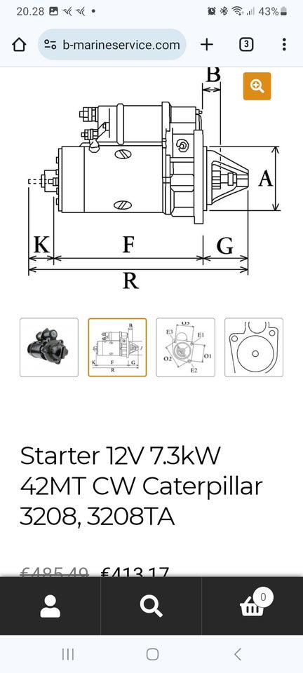 Starter Caterpillar 3208. Fejlkøb og er ny. Mont...