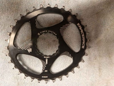 Klinge, Race Face Klinge Narrow Wide Cinch DM Oval - Sort, 34 tands oval, passer til raceface kranks