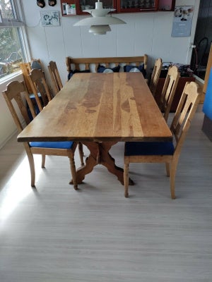 Spisebord, Egetæ, b: 102 l: 210, Massivt snedker fremstillet spisebord, bordpladen er tappet sammen 