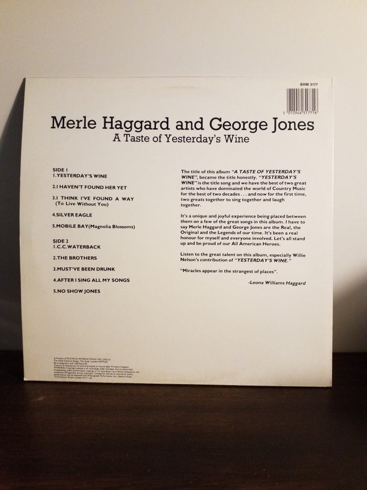 LP, MERLE HAGGARD AND GEORGE JONES, A TASTE OF YESTERDAY'S