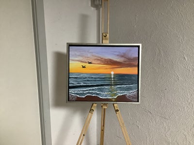 Akrylmaleri, Mathu, motiv: Landskab, b: 50 h: 40, Sunset over Ocean
Med svæveramme
Kan hentes eller 