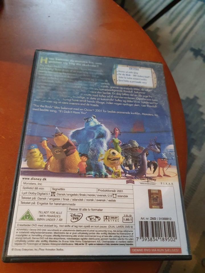 Monsters Inc., DVD, animation