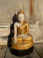 Buddha, Alabast og guld, 200 år gl.