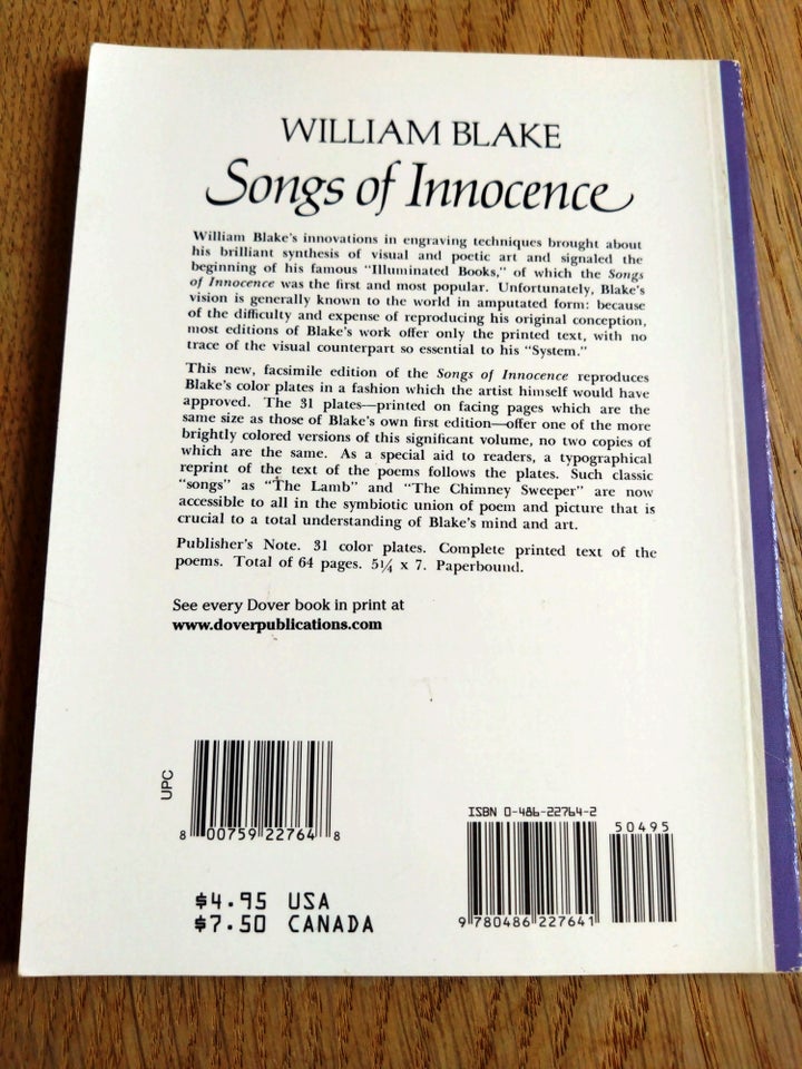 Songs of Innocence, William Blake, genre: digte