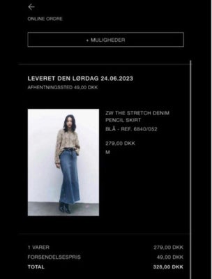 Denim, str. 38, Zara,  Blå,  Denim,  Ubrugt, Zara lang denimnederdel. Fejlkøb, ikke brugt.

