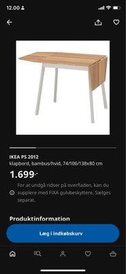 Spisebord, Bambus, Ikea, Billeder af selve bordet kan sendes :) det dog pakket væk. Derfor kun bille