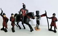Figurer, 5 Riddere & 1 Heste, Vintage