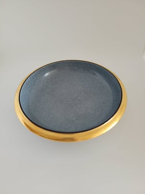 Porcelæn, Fad, Royal Copenhagen, Blå krakele/craquelé m. guld, ø 21 cm. Fejlfri - ingen skår. 458/25