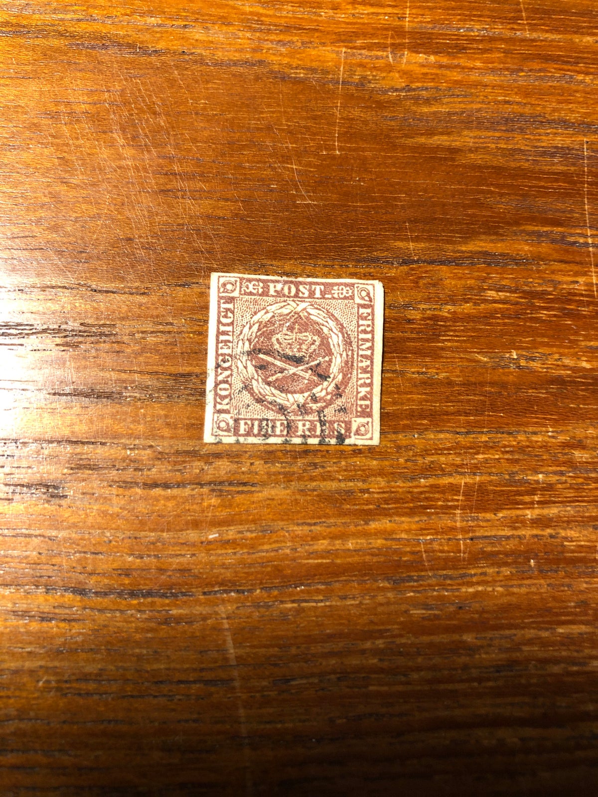Danmark, stemplet, Danmarks første frimærke fra 1851