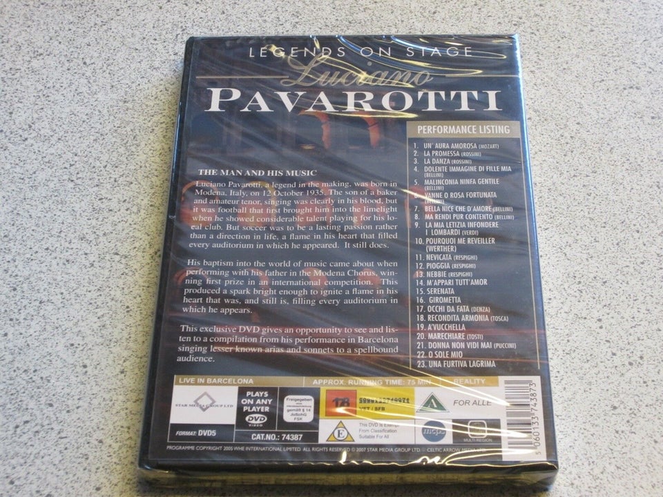 Luciano Pavarotti - Legend on Stage, DVD, andet