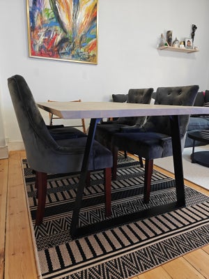 Spisebord, Hvidolieret egetræ plankebord med trapez stålben, Wood by Kristensen, b: 100 l: 160, Supe