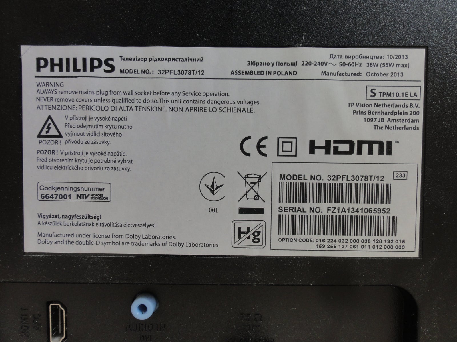 LED, Philips, 32PFL3078T/12