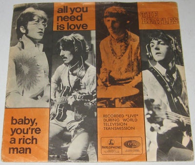 Single, The Beatles, All You Need Is Love, Rock, Beatles single All You Need Is Love. Der er fejl på