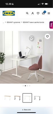 Skrivebord, IKEA BEKANT, b: 140 d: 60 h: 76, IKEA BEKANT skrivebord
Ingen ridser i bordplade. 
Enkel
