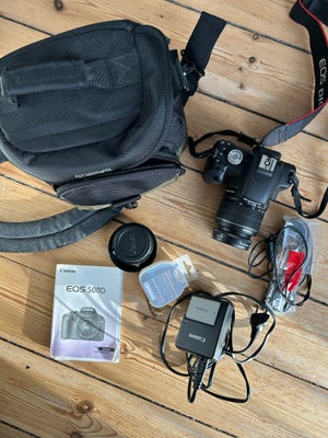 Canon, spejlrefleks, Canon eos 500D, 2 batterier og taske 