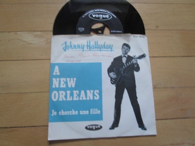 Single, Johnny Hallyday, A New Orleans/Je cherche une fille, Rock, Dansk original fra 62/63 Lille na