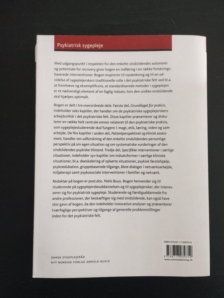 Psykiatrisk sygepleje, Niels buus, emne: anden kategori