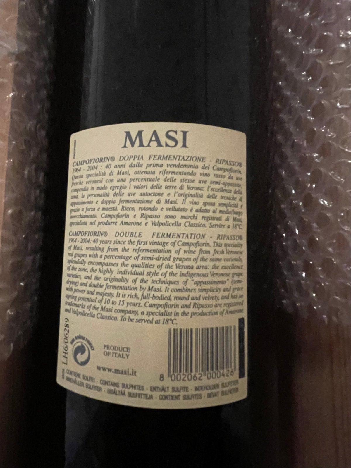 Vin og spiritus, Rødvin MASI Campoflorin 2003, økologisk