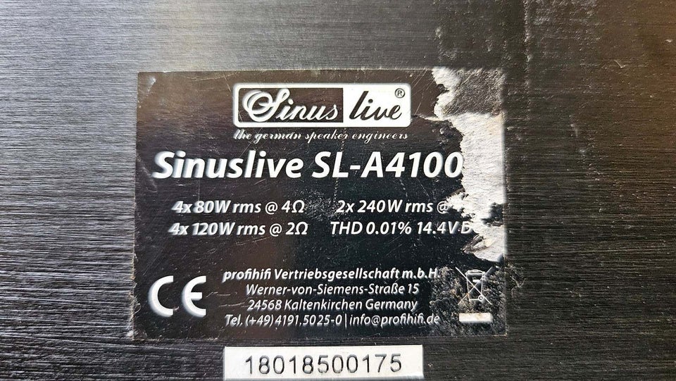 Sinus SL-A4100D, Forstærker