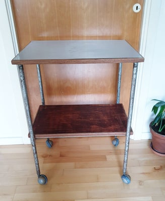 Rullebord, Retro., Industrielt retro rullebord med metal stel og laminat bordplade med teaktræ liste