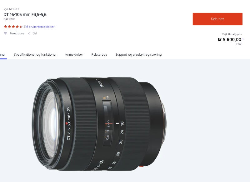 Zoom, Sony, A DT 16-105 mm 3.5-5.6 objektiv.