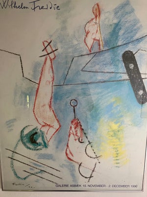 Andet, Freddie, b: 70 h: 90, Plakat i glas og ramme fra Wilhelm Freddie udstilling his Galleri Asbæk