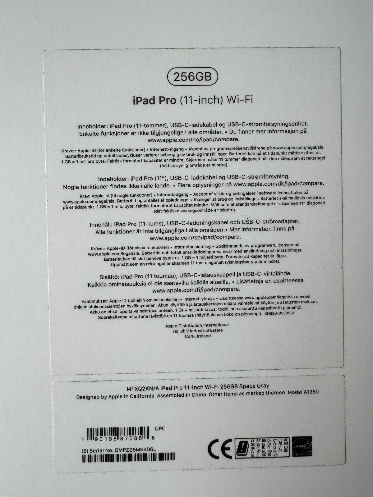 iPad Pro, 256 GB, sort