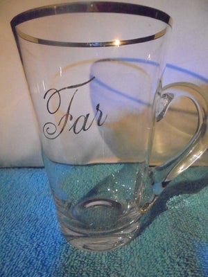 Glas, glaskop/ med guldkant, Gaven til FAR, 12x8 cm
