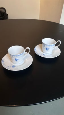 Porcelæn, Kaffekop med underkop, Royal Copenhagen, Multifarvet Elements Blå Højhankskop og underkop.