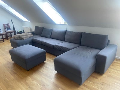  5-personers sofa med puf