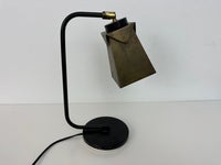 Skrivebordslampe, Vintage bordlampe i messing og sort