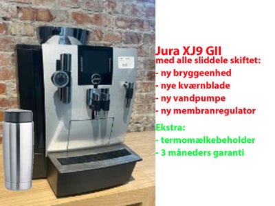 Espressomaskine, Jura XJ9 GII Professionel, 

Ideel til hjemmet / mindre kontor.

Som ny!

OM MASKIN