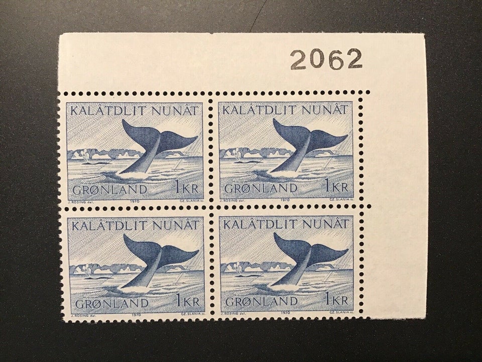 Grønland, postfrisk, AFA nr. 75 fireblok med øvre marginal