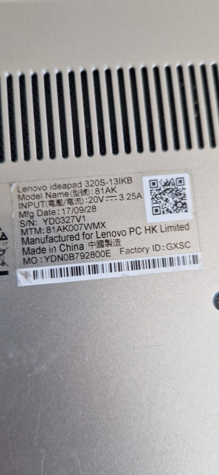 Lenovo Ideapad 320s 13ikb, 3.40 GHz, 8 GB ram