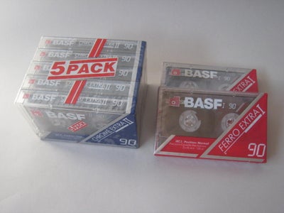 Tilbehør, Andet, Basf kassettebånd , Perfekt, 7 ubrugte 90 minutters kassettebånd i original emballa