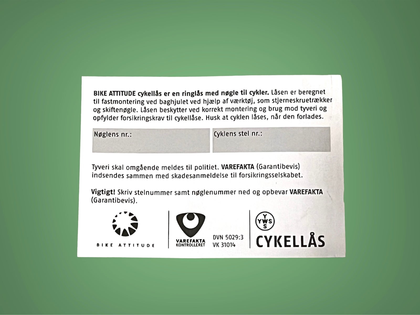 Cykellås, Ny BIKE ATITUDE ringlås – – Køb og Salg Nyt og Brugt
