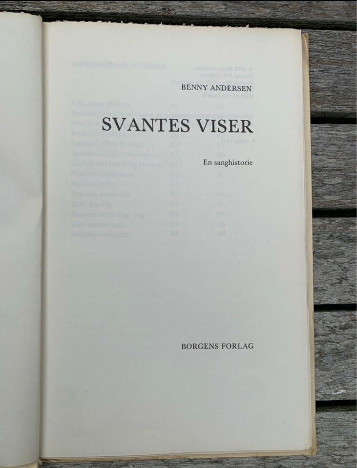 Svantes viser, Benny Andersen, emne: musik