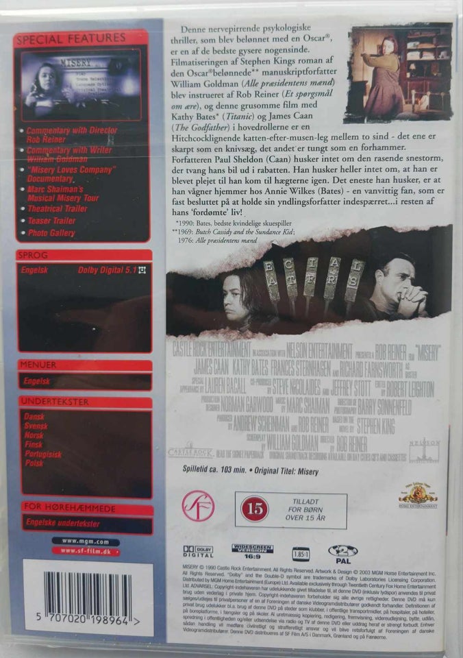 Misery (Special Edition), instruktør Rob Reiner, DVD