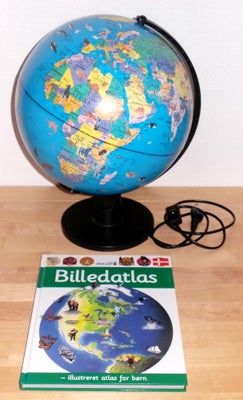 Børnelampe, Lampe / globus med lys og Aktium Billedatlas, Globus for børn - med både lys, lande og b
