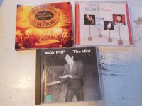 Bowie Springsteen Iggy Pop: 3 styks udgåede cd, rock