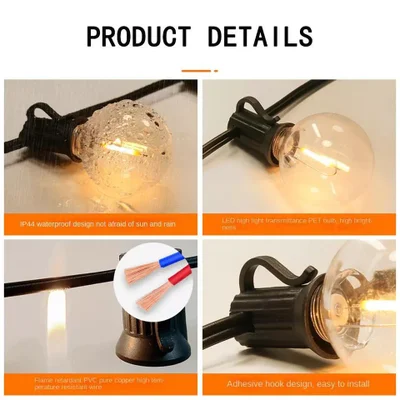 LED, Grid Powered Globe Light LED String Have Decor Lamp Festoon Light Chains