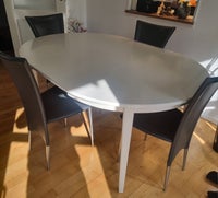 Spisebord m/stole, TRÆ / KROM / LÆDER, DANSK DESIGN