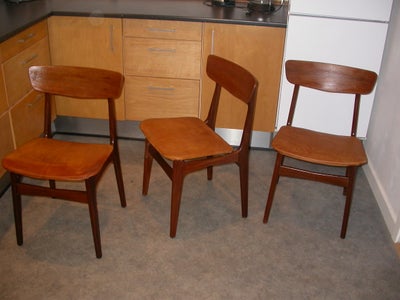 Anden arkitekt, teaktræsstol, 3 stk teaktræs stole, med lædersæde pris ialt kr. 1.500,