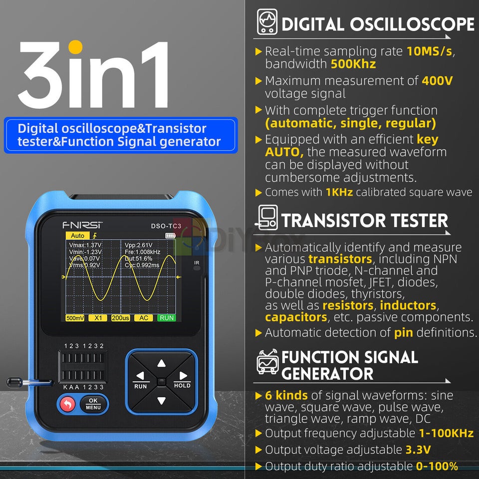 3 i 1 FNIRSI DSO-TC3 Digital Oscilloskop Transis...