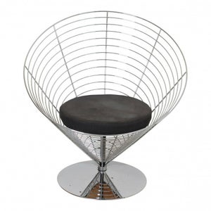 Verner Panton Wire Cone Chair i sort kvadrat stof