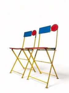 1985 Rare Postmodern Bistro Chairs by Denis Balland For Fermob France
