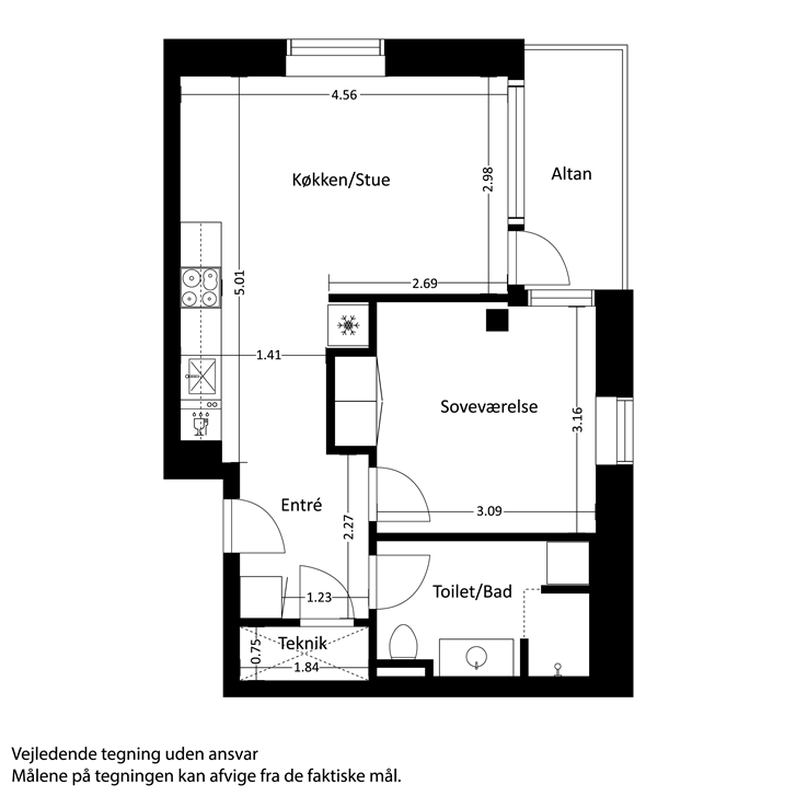 2 værelses lejlighed i Hørsholm 2970 på 58 kvm
